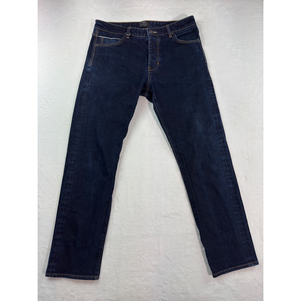 Neuw Stockholm Zero Mens Straight Leg Jeans Dark Indigo Blue 32x32 Button Fly